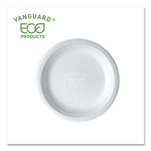 Eco-Products Vanguard Renewable and Compostable Sugarcane Plates, 6" dia, White, 1,000-Carton EP-P016NFA