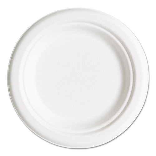 Eco-Products Renewable and Compostable Sugarcane Plates Convenience Pack, 6" dia, Natural White, 50-Pack EP-P016PK