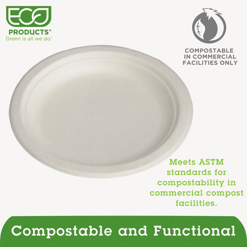 Eco-Products Renewable and Compostable Sugarcane Plates Convenience Pack, 6" dia, Natural White, 50-Pack EP-P016PK