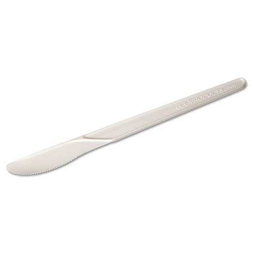 Eco-Products Plantware Compostable Cutlery, Knife, 6", Pearl White, 50-Pack, 20 Pack-Carton EP-S011