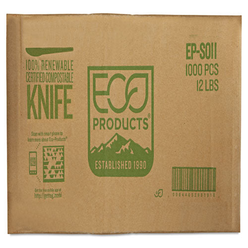 Eco-Products Plantware Compostable Cutlery, Knife, 6", Pearl White, 50-Pack, 20 Pack-Carton EP-S011