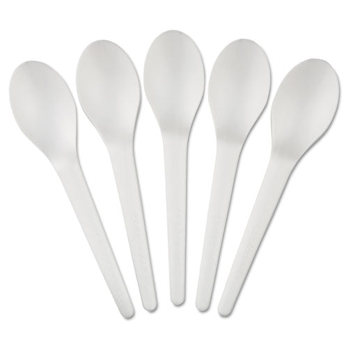 Eco-Products Plantware Compostable Cutlery, Spoon, 6", Pearl White, 50-Pack, 20 Pack-Carton EP-S013