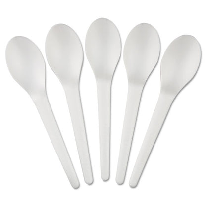 Eco-Products Plantware Compostable Cutlery, Spoon, 6", Pearl White, 50-Pack, 20 Pack-Carton EP-S013