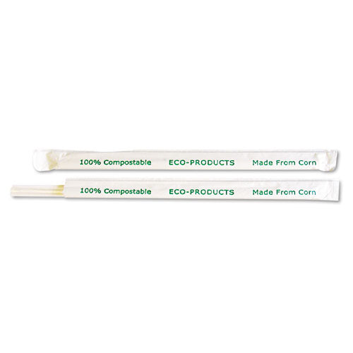 Eco-Products Clear Wrapped Straw, 7.75", PLA, 400-Pack, 24 Packs-Carton EP-ST770