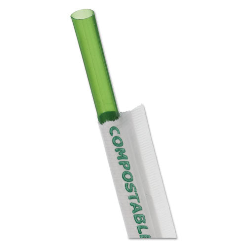 Eco-Products Wrapped Straw, 7.75", Green, Plastic, 9,600-Carton EP-ST772