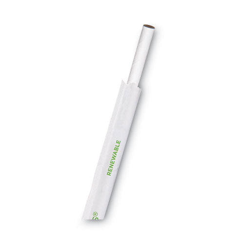 Eco-Products Jumbo Wrapped Paper Straw, 7.75", 6 mm Diameter, White, 3,000-Carton EP-STP76-WHT