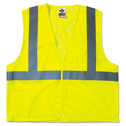 Ergodyne GloWear 8210HL Class 2 Economy Vest, Polyester Mesh, Hook Closure, Lime, L-XL 21025