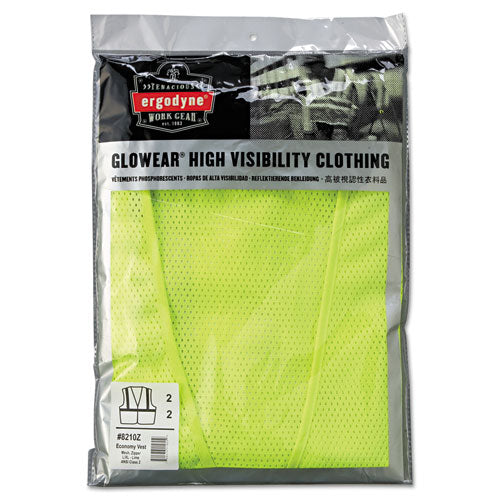 Ergodyne GloWear 8210Z Class 2 Economy Vest, Polyester Mesh, Large-X-Large, Lime 21055