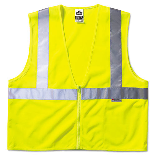 Ergodyne GloWear Class 2 Standard Vest, Lime, Mesh, Zip, Large-X-Large 21125