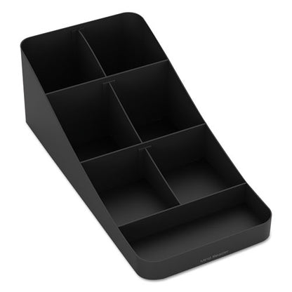 Mind Reader Trove Seven-Compartment Coffee Condiment Organizer, Black, 7 3-4 x 16 x 5 1-4 COMP7BLK
