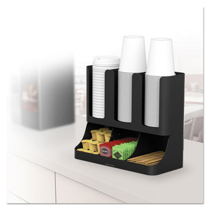 Mind Reader Flume Six-Section Upright Coffee Condiment-Cup Organizer, Black, 11.5 x 6.5 x 15 UPRIGHT6BLK