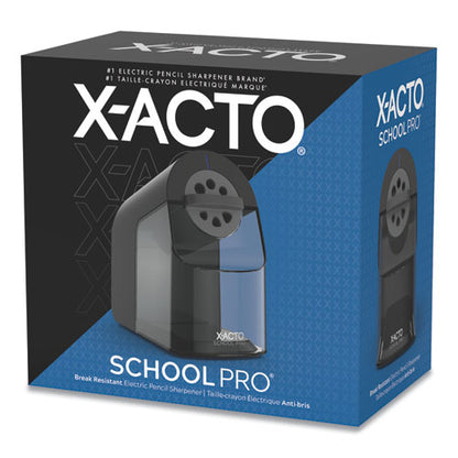 X-Acto Model 1670 School Pro Classroom Electric Pencil Sharpener, AC-Powered, 4 x 7.5 x 7.5, Black-Gray-Smoke 1670X