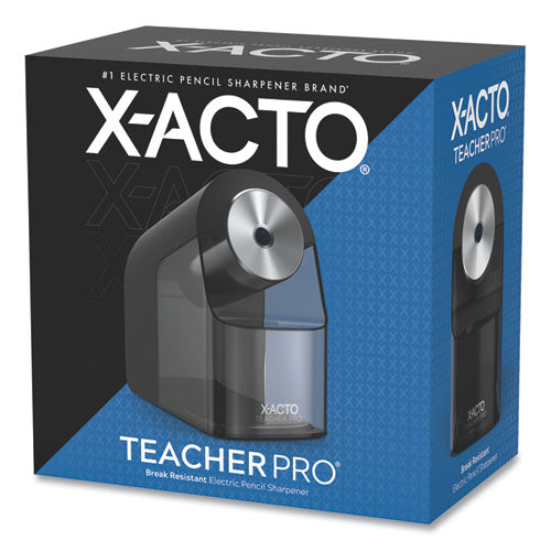 X-Acto Model 1675 TeacherPro Classroom Electric Pencil Sharpener, AC-Powered, 4 x 7.5 x 8, Black-Silver-Smoke 1675X