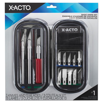 X-Acto Knife Set, 3 Knives, 10 Blades, Carrying Case X5285