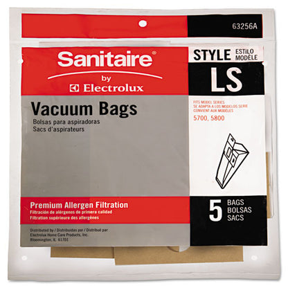 Sanitaire Commercial Upright Vacuum Cleaner Replacement Bags, Style LS, 5-Pack 63256-10
