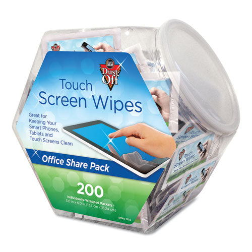 Dust-Off Touch Screen Wipes, 5 x 6, 200 Individual Foil Packets DMHJ