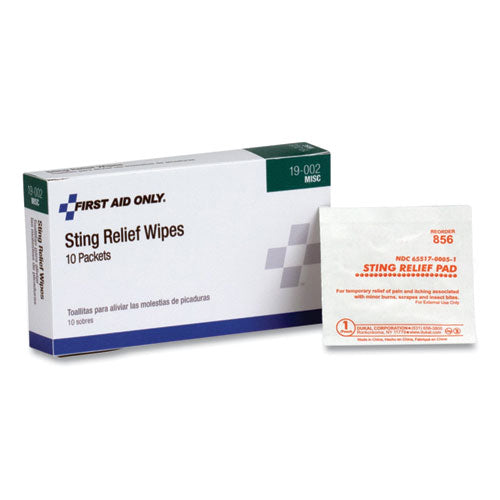 PhysiciansCare by First Aid Only First Aid Sting Relief Pads, 10-Box 19-002