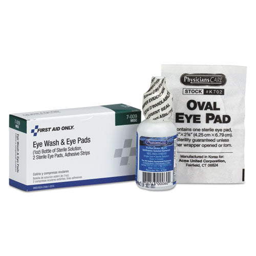 First Aid Only Eyewash Set w-Eyepads and Adhesive Strips, 4 Pieces 7-009-001
