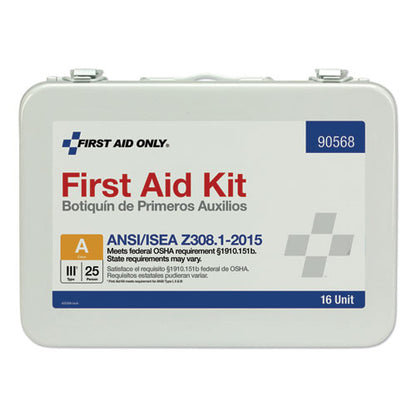 First Aid Only Unitized ANSI Compliant Class A Type III First Aid Kit for 25 People, 84 Pieces, Metal Case 90568