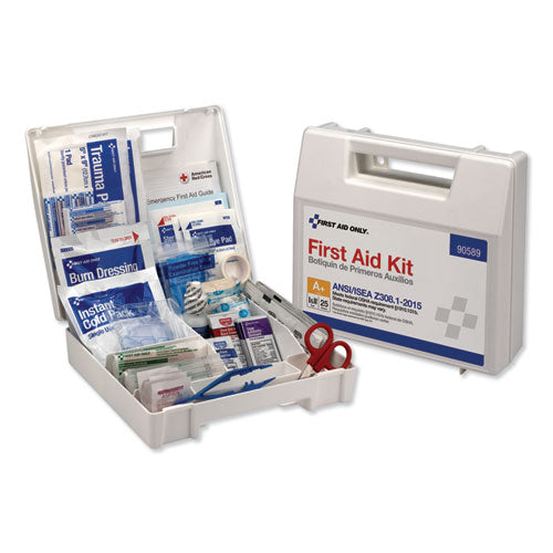 First Aid Only ANSI 2015 Compliant Class A+ Type I and II First Aid Kit for 25 People, 141 Pieces, Plastic Case 90589