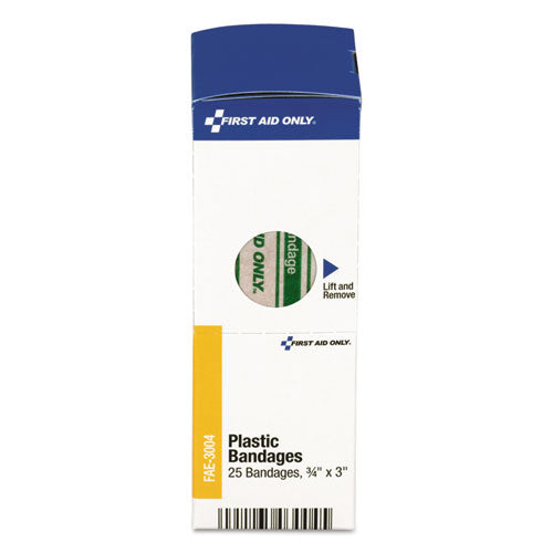 First Aid Only SmartCompliance Plastic Bandages, 0.75 x 3, 25-Box FAE-3004