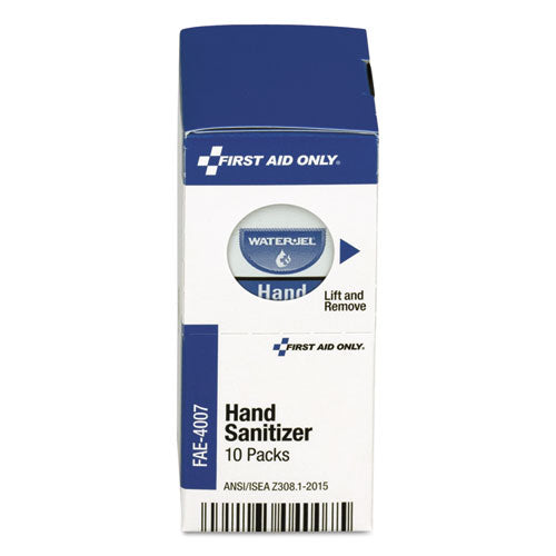First Aid Only Gel Hand Sanitizer Packets for SmartCompliance First Aid Kits, Clean, 0.9 g, 10-Box FAE-4007