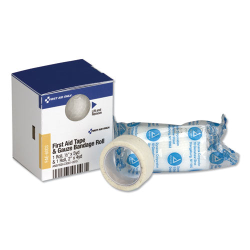 First Aid Only SmartCompliance First Aid Tape-Gauze Roll Combo, 0.5" x 5 yd Tape, 2" x 4 yd Gauze FAE-6003