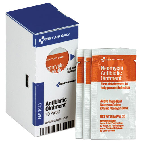 First Aid Only Refill for SmartCompliance General Cabinet, Antibiotic Ointment, 0.9g Packet, 20-Box FAE-7040