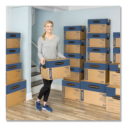 Bankers Box SmoothMove Prime Moving-Storage Boxes, Medium, Regular Slotted Container (RSC), 18" x 18" x 16", Brown Kraft-Blue, 8-Carton 0062801