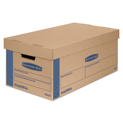 Bankers Box SmoothMove Prime Moving and Storage Boxes, Small, Half Slotted Container (HSC), 24" x 12" x 10", Brown Kraft-Blue, 8-Carton 0065901
