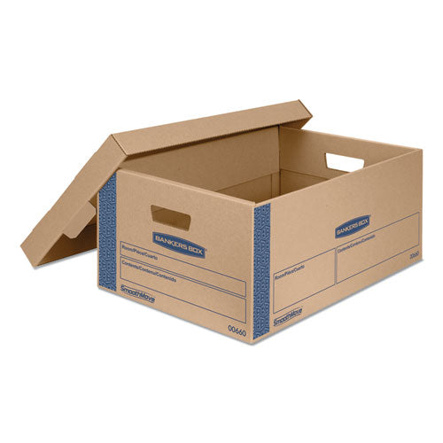 Bankers Box SmoothMove Prime Moving and Storage Boxes, Large, Half Slotted Container (HSC), 24" x 15" x 10", Brown Kraft-Blue, 8-Carton 0066001