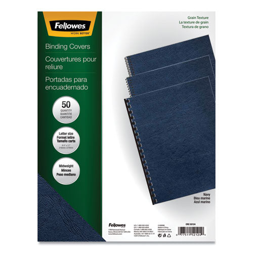Fellowes Classic Grain Texture Binding System Covers, 11 x 8.5, Navy, 50-Pack 52124