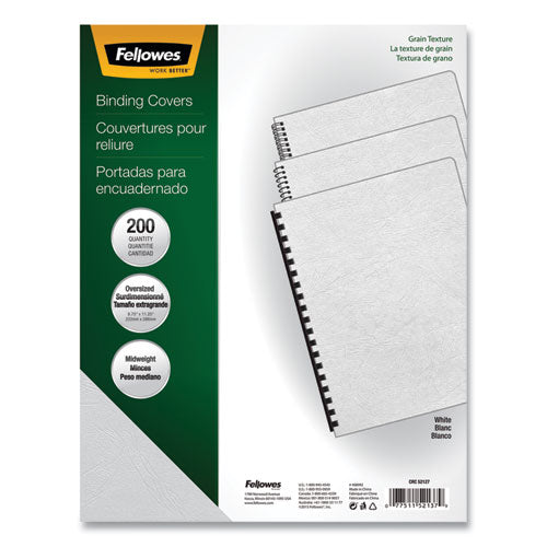 Fellowes Classic Grain Texture Binding System Covers, 11-1-4 x 8-3-4, White, 200-Pack 52137