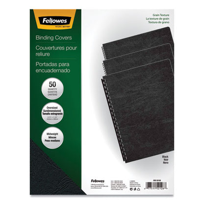 Fellowes Classic Grain Texture Binding System Covers, 11-1-4 x 8-3-4, Black, 200-Pack 52138