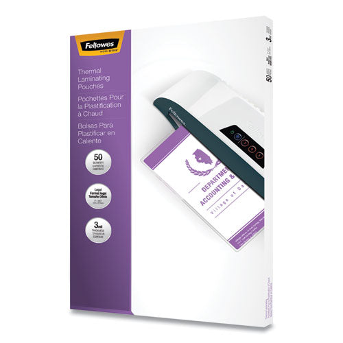 Fellowes Laminating Pouches, 3 mil, 9" x 14.5", Gloss Clear, 50-Pack 52226
