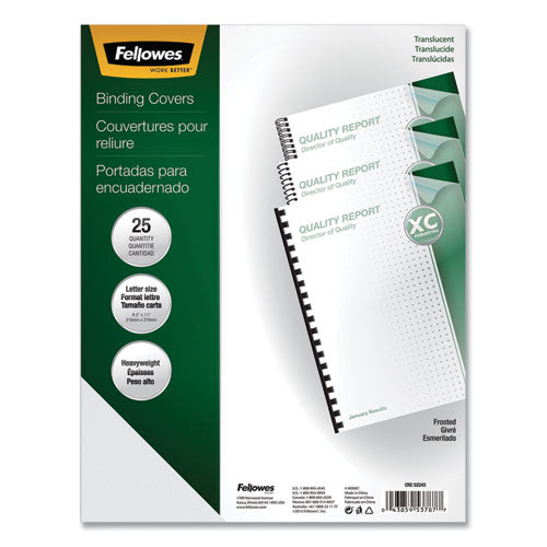 Fellowes Futura Binding System Covers, Square Corners, 11 x 8 1-2, Frost, 25-Pack 5224301