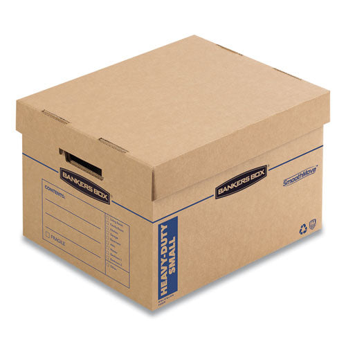 Bankers Box SmoothMove Maximum Strength Moving Boxes, Small, Half Slotted Container (HSC), 15" x 15" x 12", Brown Kraft-Blue, 8-Pack 7710201