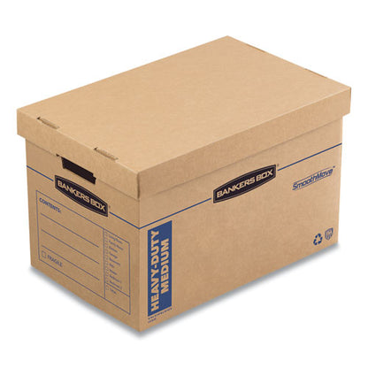 Bankers Box SmoothMove Maximum Strength Moving Boxes, Medium, Half Slotted Container (HSC), 18.5" x 12.25" x 12", Brown Kraft-Blue, 8-PK 7710301