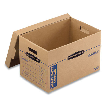 Bankers Box SmoothMove Maximum Strength Moving Boxes, Medium, Half Slotted Container (HSC), 18.5" x 12.25" x 12", Brown Kraft-Blue, 8-PK 7710301