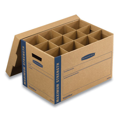 Bankers Box SmoothMove Kitchen Moving Kit, Medium, Half Slotted Container (HSC), 18.5" x 12.25" x 12", Brown Kraft-Blue 7710302