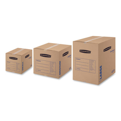 Bankers Box SmoothMove Basic Moving Boxes, Small, Regular Slotted Container (RSC), 16" x 12" x 12", Brown Kraft-Blue, 25-Bundle 7713801