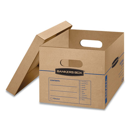 Bankers Box SmoothMove Classic Moving and Storage Boxes, Small, Half Slotted Container (HSC), 15 x 12 x 10, Brown Kraft-Blue, 10-Carton 7714203