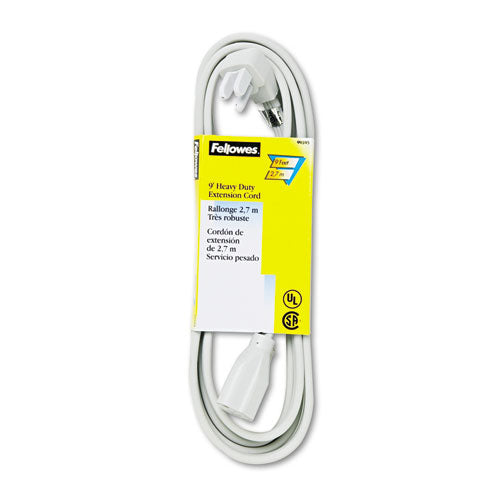 Fellowes Indoor Heavy-Duty Extension Cord, 3-Prong Plug, 1-Outlet, 9ft Length, Gray 99595