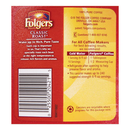 Folgers Ground Coffee Classic Roast 30.5 oz Canister (6 Pack) 20421