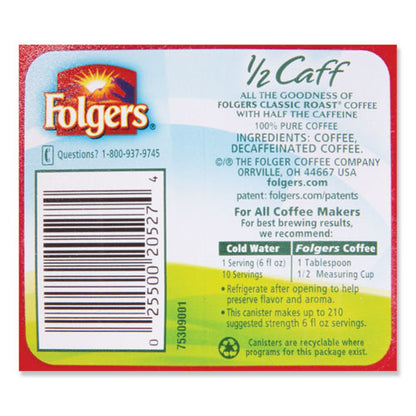 Folgers Coffee Half Caff 25.4 oz Canister (6 Pack) 20527