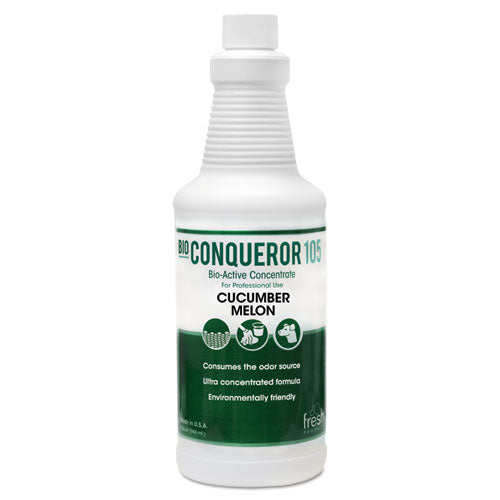 Fresh Products Bio Conqueror 105 Enzymatic Odor Counteractant Concentrate, Cucumber Melon, 1 qt Bottle, 12-Carton 12-32BWB-CM-F