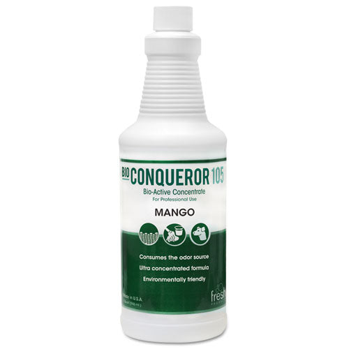 Fresh Products Bio Conqueror 105 Enzymatic Odor Counteractant Concentrate, Mango, 32 oz Bottle, 12-Carton 12-32BWB-MG