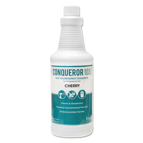 Fresh Products Conqueror 103 Odor Counteractant Concentrate, Cherry, 32 oz Bottle, 12-Carton 12-32WB-CH