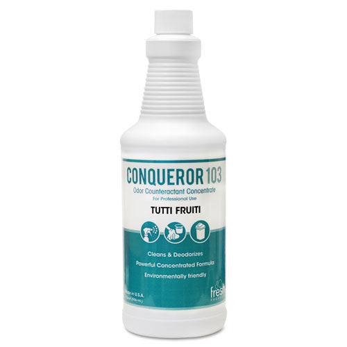 Fresh Products Conqueror 103 Odor Counteractant Concentrate, Tutti-Frutti, 32 oz Bottle, 12-Carton 12-32WB-TU