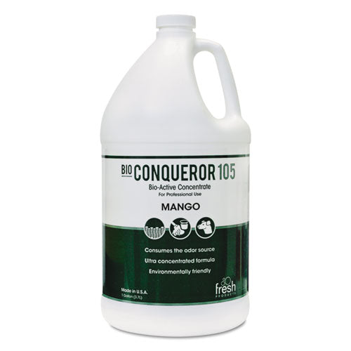Fresh Products Bio Conqueror 105 Enzymatic Odor Counteractant Concentrate, Mango, 1 gal Bottle, 4-Carton 1-BWB-MG